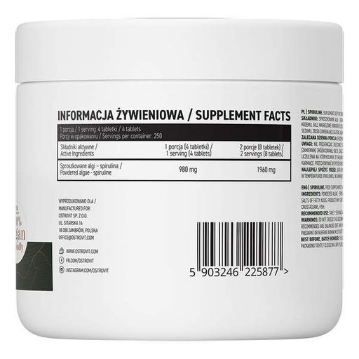 Спіруліна для спорту OstroVit Spiruline 1000 Tabs (859531)