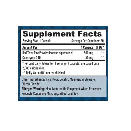 Коэнзим Haya Labs Co-Q10 60 mg & Red Yeast Rice 500 mg 60 Caps (859849)