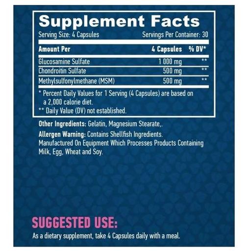 Препарат для суглобів та зв'зок Haya Labs Glucosamine Chondroitin & MSM Complex 120 Caps (859853)