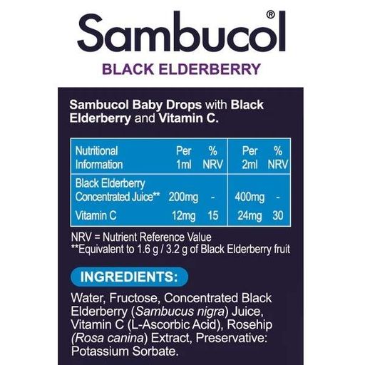 Бузина Sambucol Black Elderberry For Baby Vitamin C 20 ml /20 servings/ (859902)