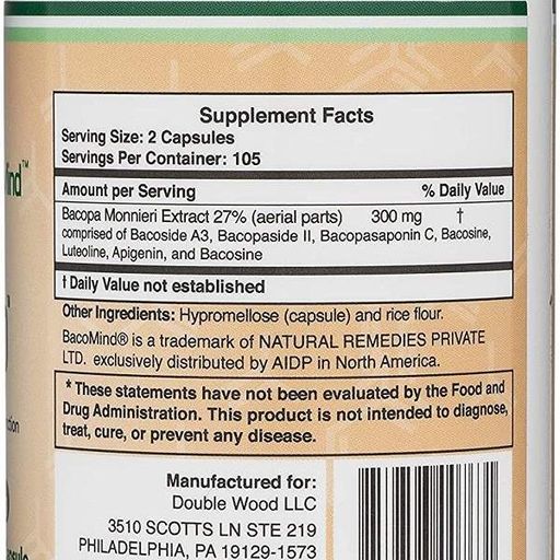 Комплекс для профілактики роботи головного мозку Double Wood Bacomind Bacopa Extract 150 mg 210 Caps (859928)
