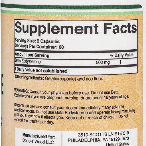 Тестостероновый комплекс Double Wood Beta Ecdysterone 500 mg (2 caps per serving) 120 Caps (859932)