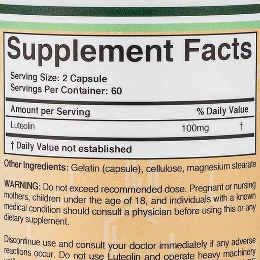 Натуральна добавка для імунітету Double Wood Luteolin 100 mg (2 caps per serving) 120 Caps (859995)