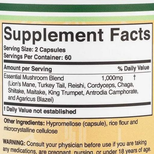 Грибний комплекс Double Wood Mushroom Max 1000 mg (2 caps per serving) 120 Caps (860001)