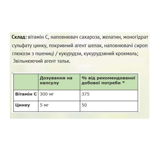 Витамин C Sanct Bernhard Vitamin C+Zink 60 Caps (860357)