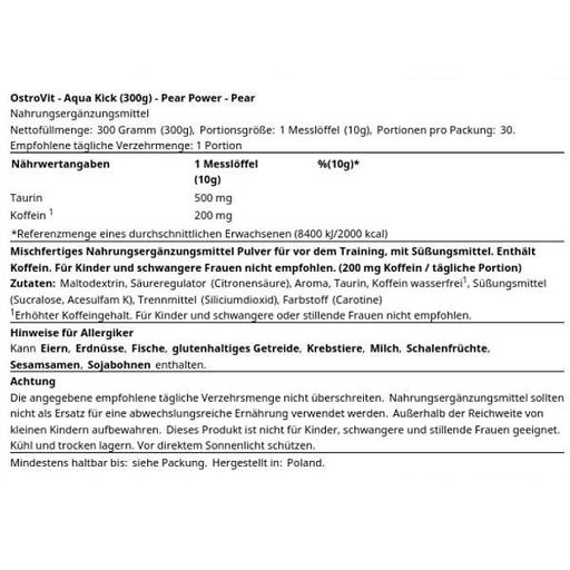 Аминокомплекс для спорта OstroVit Aqua Kick Pear Power 300 g /30 servings/ Pear (860520)