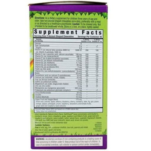 Витаминно-минеральный комплекс Bluebonnet Nutrition Rainforest Animalz Multiple Complete Daily Nutrition For Kids 90 Chewables Natural Grape Flavor (861040)