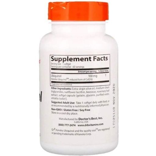 Коензим Doctor's Best Ubiquinol with Kaneka 100 mg 60 Softgels DRB-00205 (861224)