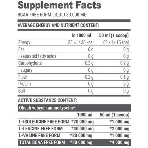 Аминокислота BCAA для спорта Extrifit BCAA Free Form Liquid 80000 mg 1000 ml /20 servings/ Apple (861273)