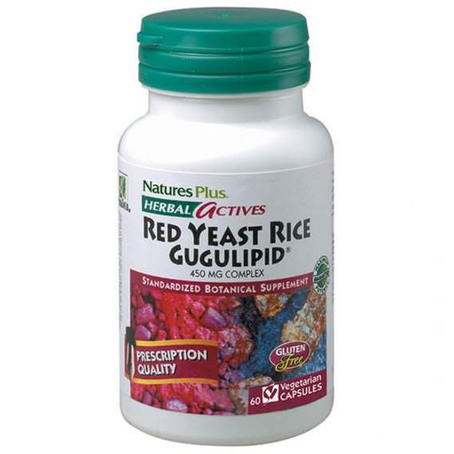 Красный рис Nature's Plus Herbal Actives, Red Yeast Rice Gugulipid 60 Caps (861453)