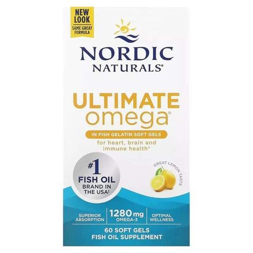 Омега 3 Nordic Naturals Ultimate Omega 1280 mg 60 Fish Softgels Lemon Flavor (861559)