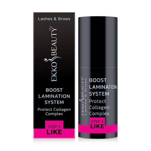 Уценка! Бустер для ламинирования бровей и ресниц Ekko Beauty Lash & Brow Boost Lamination System Protect Collagen Complex Step 3 LIKE, 10 мл