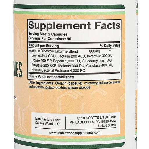 Травні ферменти Double Wood Essential Digestive Enzymes 800 mg 180 Caps (862528)