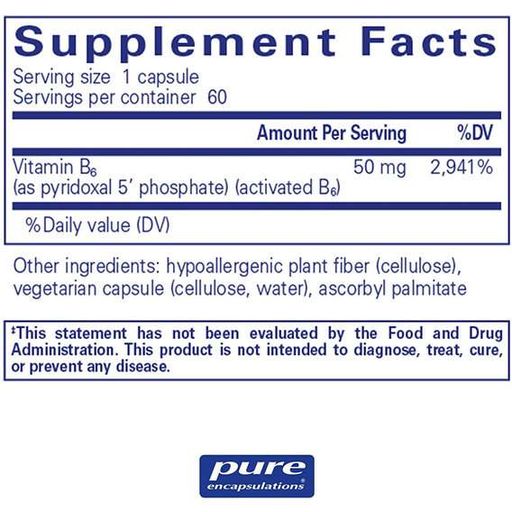 Пірідоксин Pure Encapsulations P5P 50 (vitamin B6) gluten free 60 Caps PE-00210 (862565)