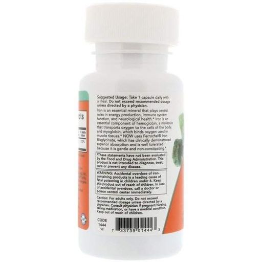 Микроэлемент Железо NOW Foods Iron, Double Strength 36 mg 90 Veg Caps (862610)