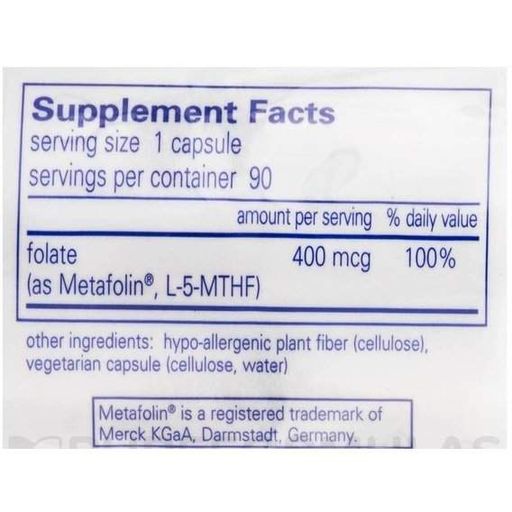 Фолиевая кислота Pure Encapsulations Folate 400 mg 90 Caps PE-01356 (862635)