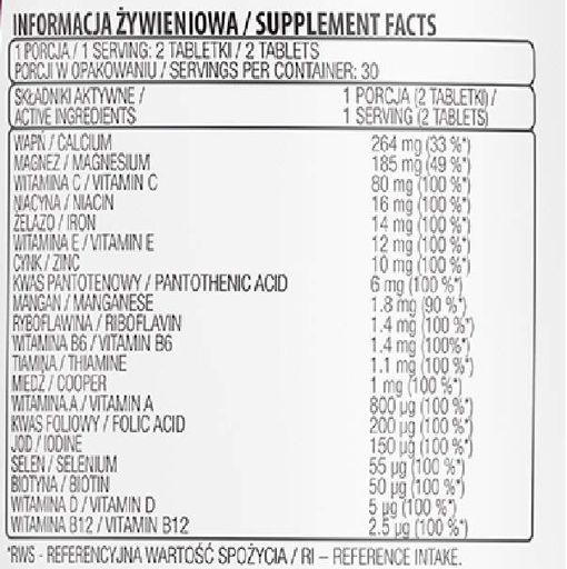 Витаминно-минеральный комплекс для спорта OstroVit 100% Vit&Min 90 Tabs (862907)