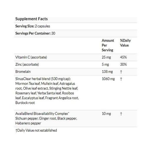 Натуральная добавка для иммунитета RidgeCrest Herbals SinusClear 60 Veg Caps RCH587 (863059)