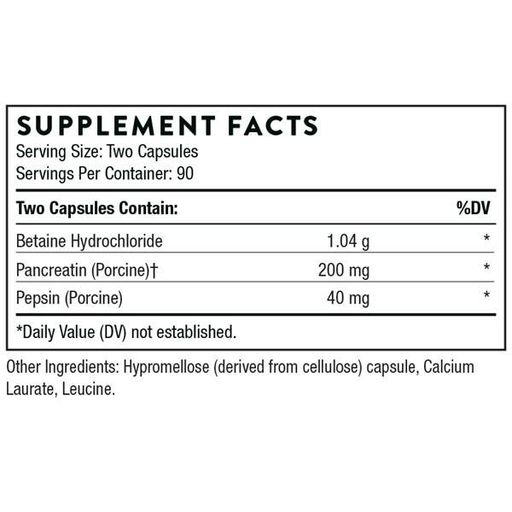 Травні ферменти Thorne Research Multi Enzyme (Betaine/Pancreatin/Pepsin for Digestion Support) 180 Caps THR-41002 (863296)