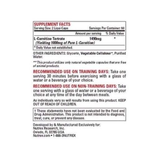 Жироспалювач для спорту Nutrex Lipo-6 Carnitine 120 Caps (863529)