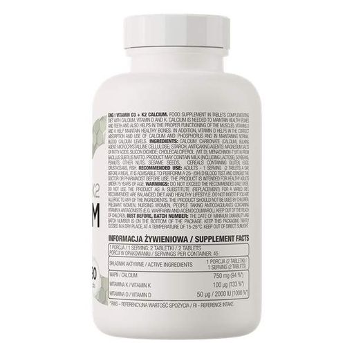 Витамин D3+K2 для спорта OstroVit Vitamin D3 + K2 Calcium 90 Tabs (863614)