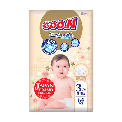 Подгузники Goo.N Premium Soft унисекс, размер 3 (M) (для детей 5-9 кг), 64 шт