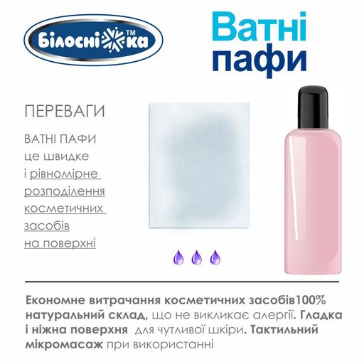 Уценка! Ватные паффы косметические Білосніжка, 200 шт