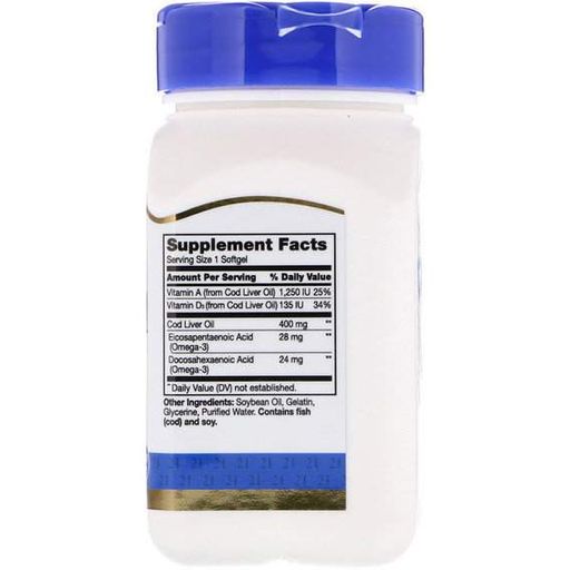Жир із печінки тріски 21st Century Norwegian Cod Liver Oil 110 Softgels (865181)