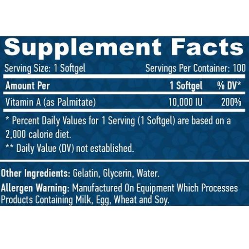 Витамин A Haya Labs Vitamin A 10000 IU 100 Softgels (865410)