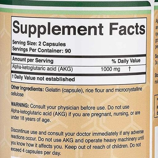 Антиоксидант Double Wood Alpha-Ketoglutaric Acid (AKG) 1000 mg (2 caps per serving) 180 Caps (866279)