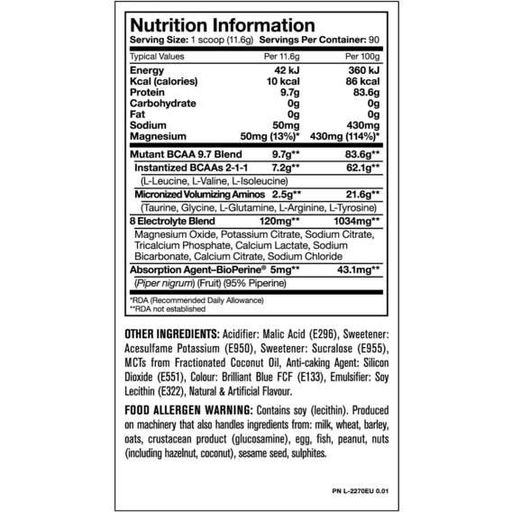 Аминокислота BCAA для спорта Mutant BCAA 9.7 1044 g /90 servings/ Watermelon (866285)