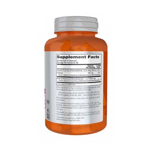Гидроксиметилбутират NOW foods Sports HMB 500 мг, 120 вегетарианских капсул