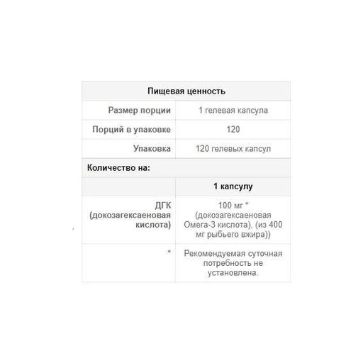 Омега 3 Puritan's Pride DHA 100 mg 120 Softgels (866717)
