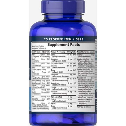 Витаминно-минеральный комплекс Puritan's Pride Ultra Vita Man Time Release 90 Caplets (866980)
