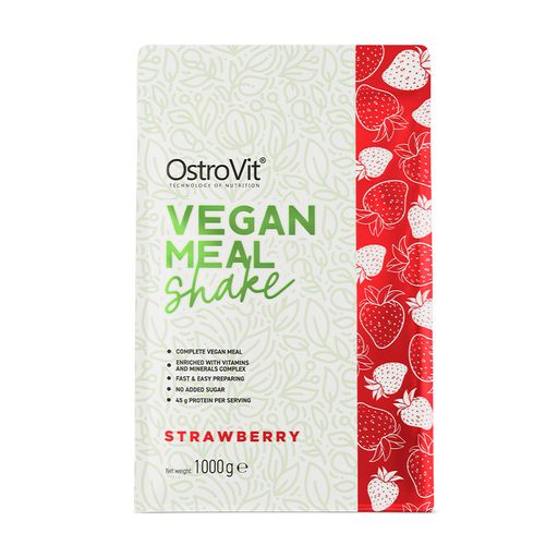 Вітамінно-мінеральний комплекс з протеїном OstroVit Vegan Meal Shake зі смаком полуниці, 1 кг