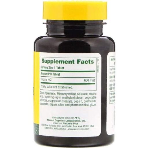 Бетаїну гідрохлорид Nature's Plus Betaine Hydrochloride 600 mg 90 Tabs NAP-04370 (867531)