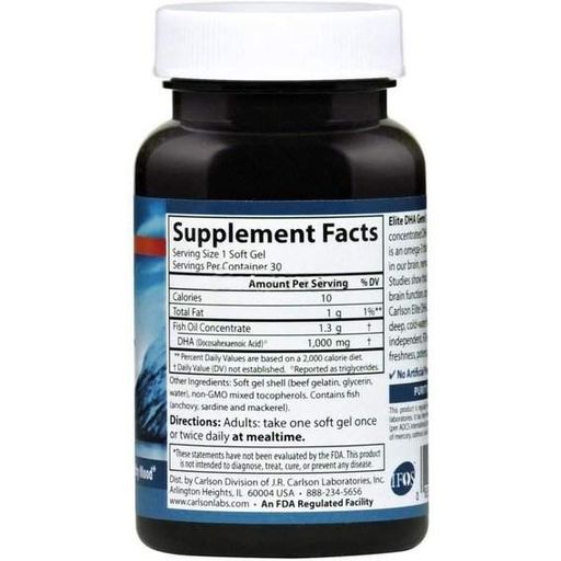 Омега 3 Carlson Labs Elite DHA Gems 1000 mg 30 Soft Gels CAR-16900 (867649)