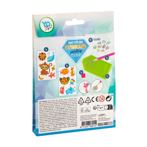 Набір для творчості Grafix Diamond Painting Stickers Алмазні наліпки Тварини, від 6 років, 18*13*2.5 см (6337649)