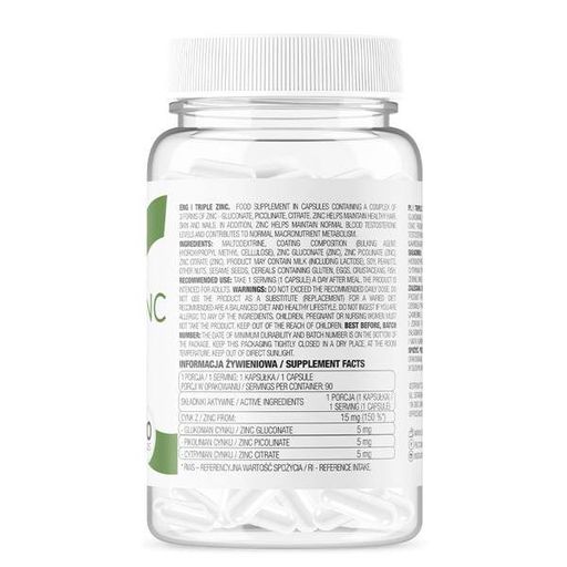Микроэлемент Цинк для спорта OstroVit Triple Zinc 90 Caps (869299)