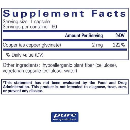 Микроэлемент Медь Pure Encapsulations Copper (glycinate) 2 mg 60 Caps (869573)