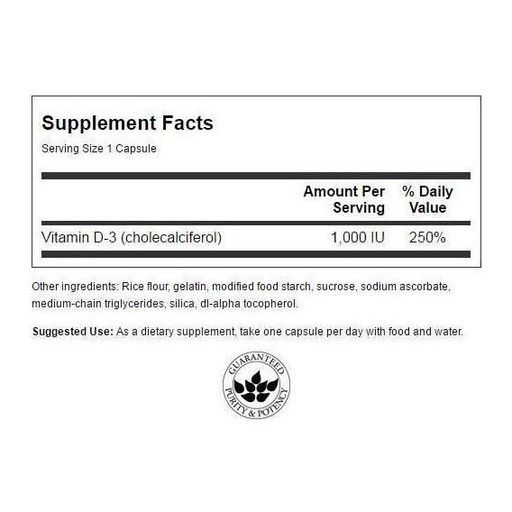 Витамин D Swanson Vitamin D-3, Higher Potency, 1000 IU 25 mcg 250 Caps SWA-11030 (870327)