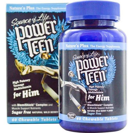 Вітамінно-мінеральний комплекс Nature's Plus Power Teen for him 60 Chewable Tabs Wild berry flavor (871091)