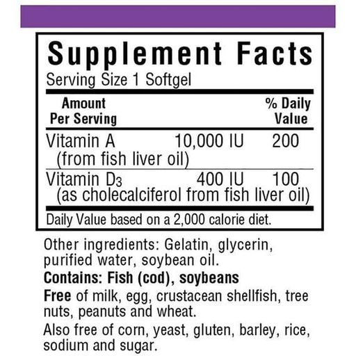 Витамин A Bluebonnet Nutrition Vitamin A And D3, 10 000 IU/400 IU 100 Softgels BLB0300 (871804)