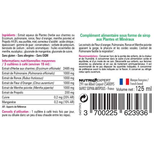 Комплекс для профілактики дихальної системи NUTRIEXPERT ELIXIR DU PÈRE SIMON 125 ml /25 servings/ (871925)