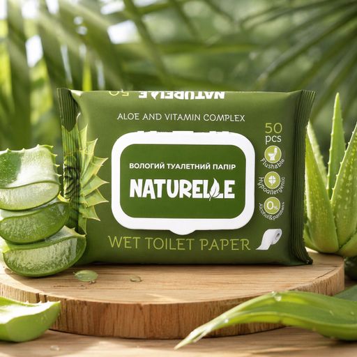 Влажная туалетная бумага Naturelle Wet Toilet Paper алоэ и комплекс витаминов, 50 шт