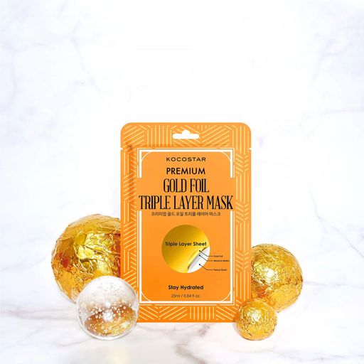 Тканинна маска для обличчя Kocostar Premium Gold Foil Triple Layers Mask, 25 мл