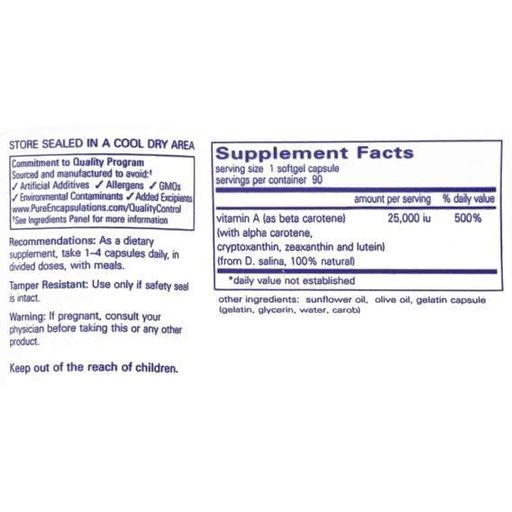 Вітамін A Pure Encapsulations Beta Carotene 90 Caps (875285)