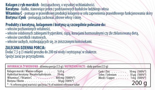 Витаминно-минеральный комплекс для спорта Activlab Pharma Hair Care Beauty (5g collagen marine, vitamin C, zinc, biotyna, keratine,selen) 200 g /27 servings/ (875300)