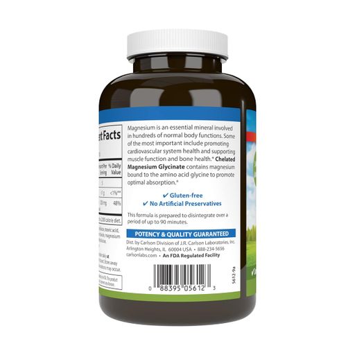 Магний глицинат хелат Carlson Labs Chelated Magnesium Glycinate 200 мг, 180 таблеток