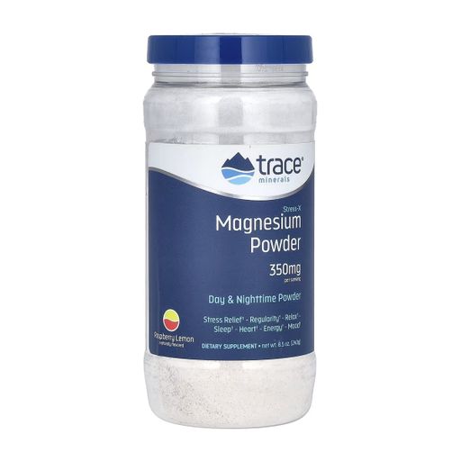 Магний Trace Minerals Stress-X Magnesium Powder 350 мг, со вкусом малины и лимона, в порошке